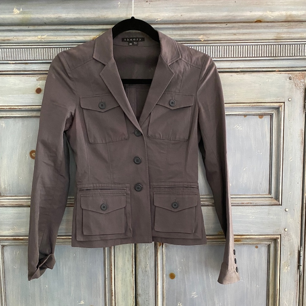 Theory gray cotton jacket size 00